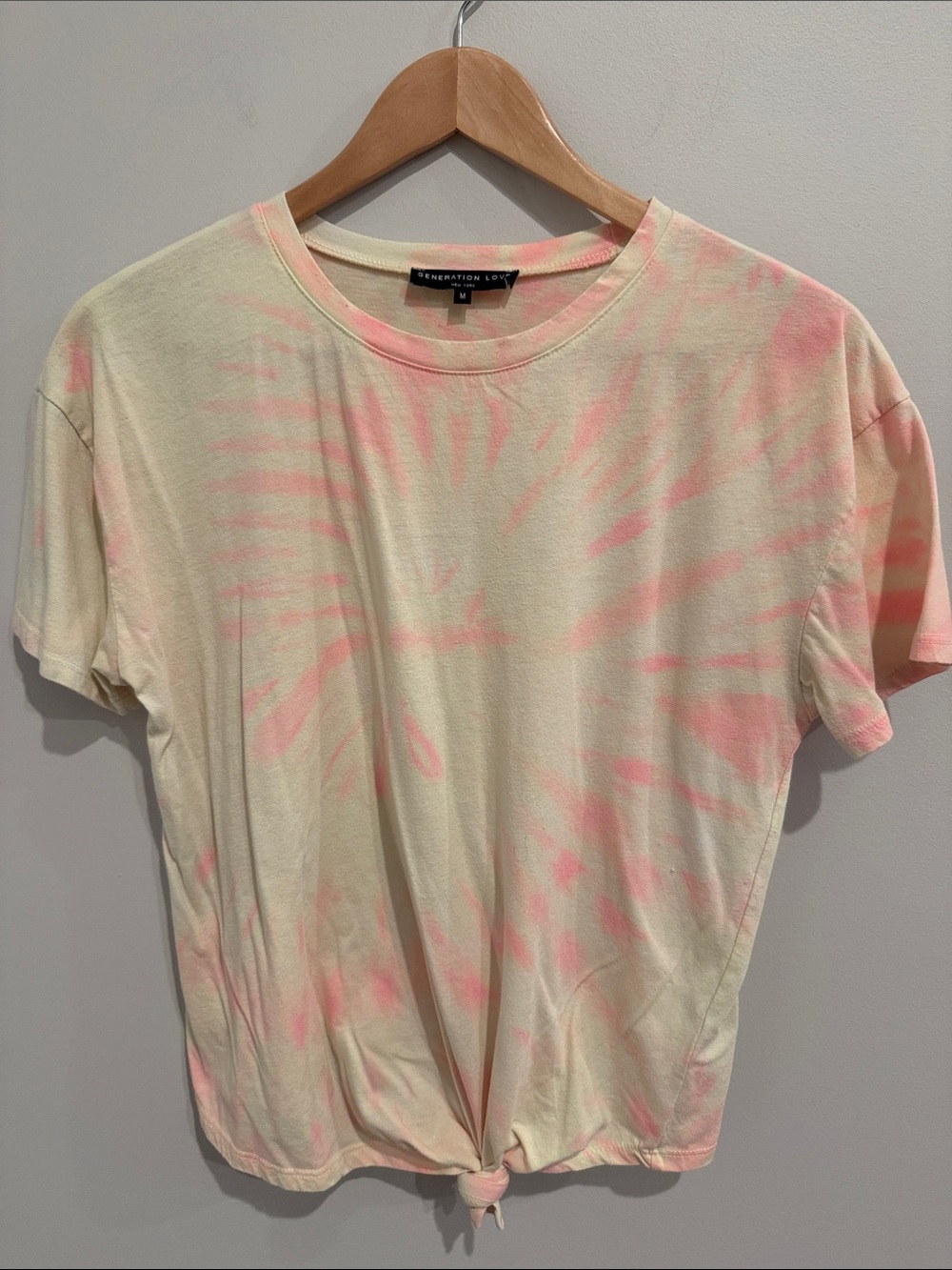 Generation Love Yellow and Neon Orange Tie-Dye Short Sleeve Knot Tee